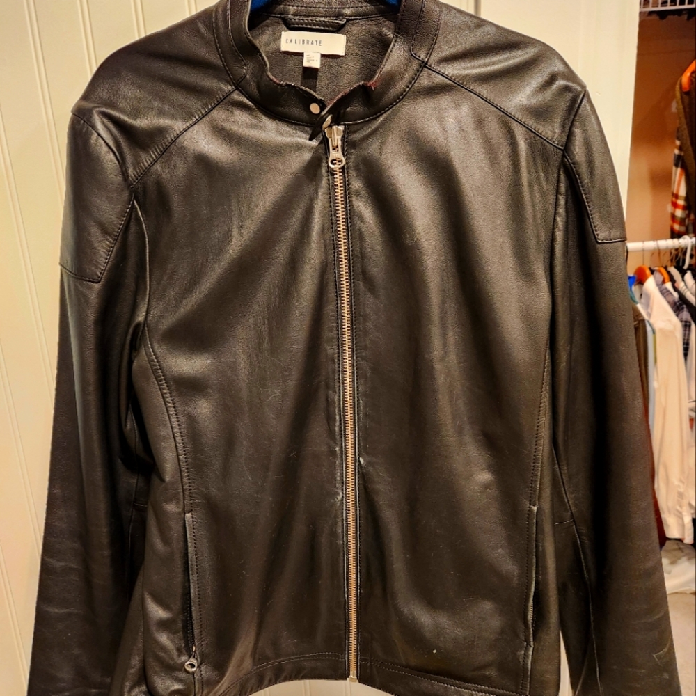 Mens slim fit leather jacket